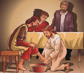 Jesus washes legs to the pupil