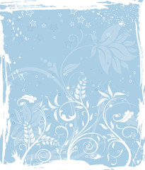 Fototapeta na wymiar Grunge paint flower background with stars, vector illustration
