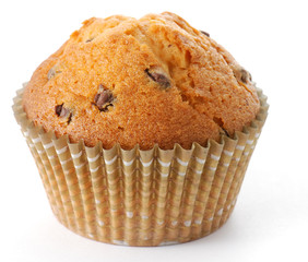 Tasty muffin isolated on white background