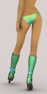 Leggy model wearing Kinky Boots.