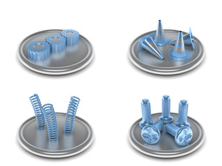 set of icons on an industrial theme