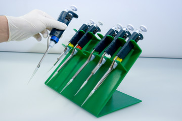 taking a pipette 