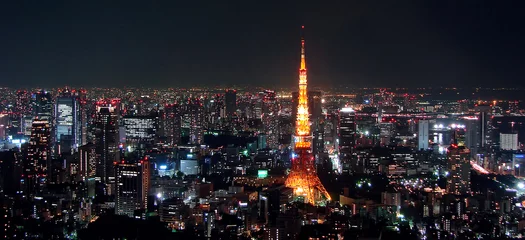 Gordijnen Uitzicht op Tokio bij nacht © Delphotostock