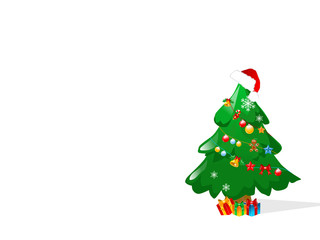 christmas tree with decorations in white background