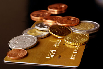 Gold card and coins