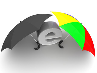 symbol of internet with umbrella. 3d