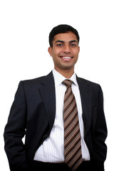 Indian business man smiling with. Clipping path available