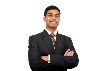Indian business man smiling. Clipping path available