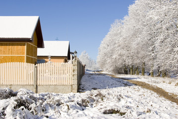 A fence and snow