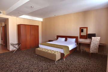 Interior of hotel bedroom