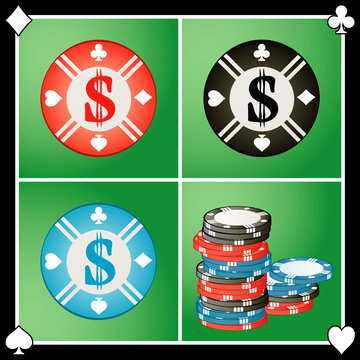 jetons de poker sur fond vert