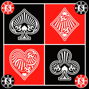 Symbole de carte &agrave; jouer noir et rouge