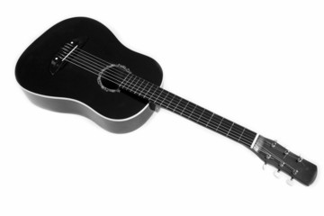 Fototapeta na wymiar Black six-string guitar