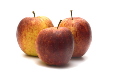 fresh red apples on white background