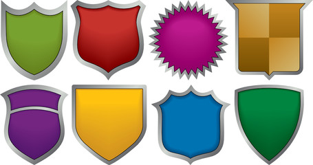 Eight badges for logos