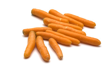 fresh carrots on white background