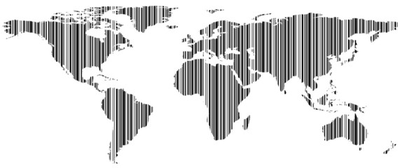 carte du monde en code barre