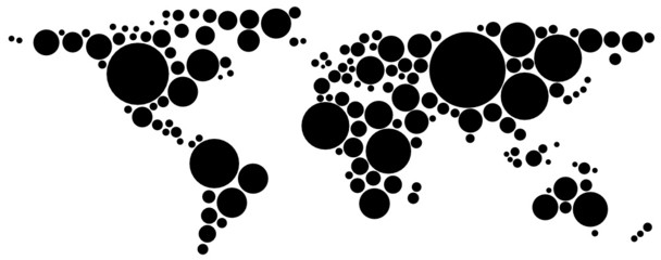 carte du monde en cercles