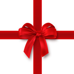 red gift, ribbon, bow