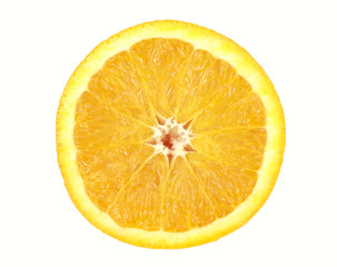 Orange sliced in half isolated on white back ground.