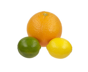 Obraz na płótnie Canvas Orange, lemon and lime isolated on white back ground. 