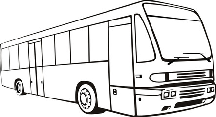 Line drawing of a tourist bus