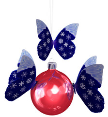 Snowflake Butterfly on Christmas Ornament