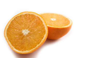the two orange half isolated on white background