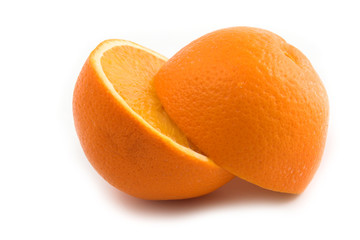 the two orange half isolated on white background