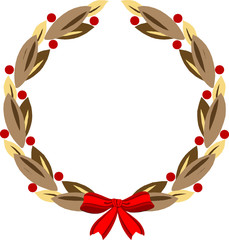 Decorative round wreath with ribbon