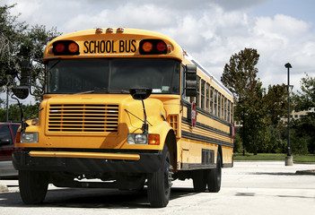 Fototapeta na wymiar Zaparkowane Schoolbus