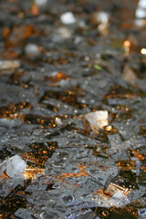 Confetti on the Stage with drops of shampaign. On the show