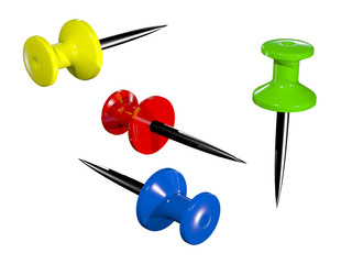 Colored plastic pushpins