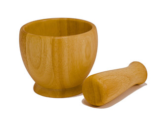 Wooden mortar and pestle