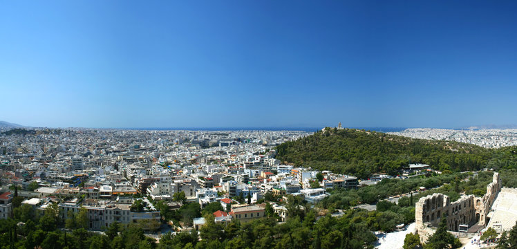 Panoramic view on Athens from Acropolis