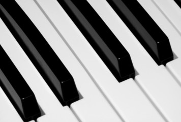 Closeup of the piano keyboard