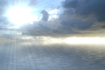 sky clouds and water