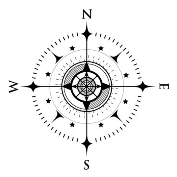 Compass Dial on White