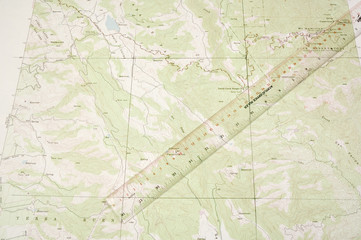 Fototapeta na wymiar Topo Map and ruler latitude