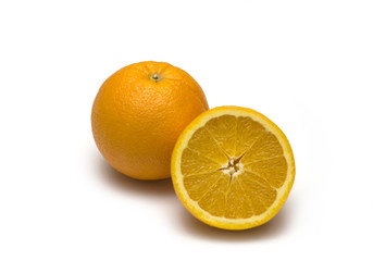 fresh oranges on white background