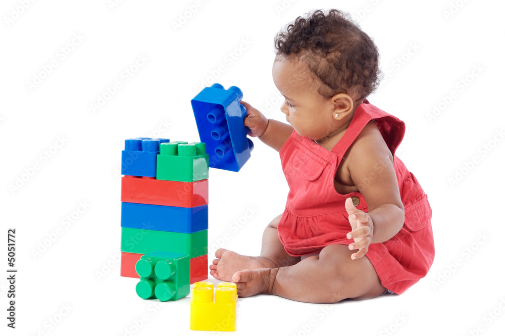 Wall mural Baby with blocks