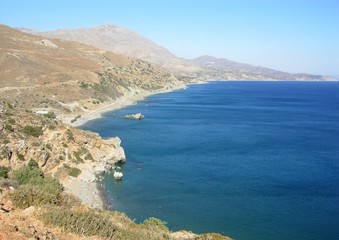 Fototapeta na wymiar Vue sur la baie de Preveli (Crète)
