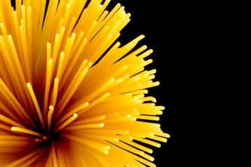 spaghetti pasta on black background