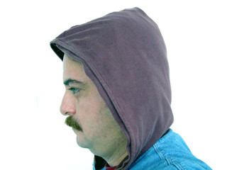 isolated man with hood