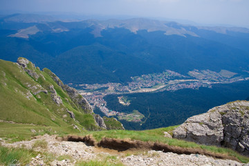 City seen from mountain peak