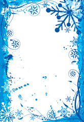 Winter grunge floral frame, vector illustration