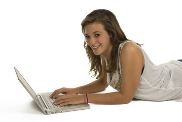 Naklejka premium teenager with laptop