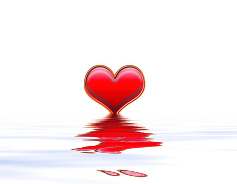 un coeur au dessus de l'eau