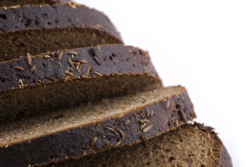 rye bread on white background 