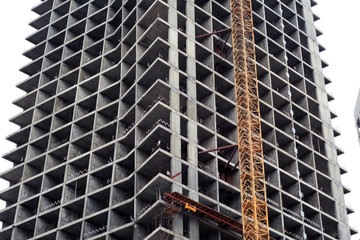 Construction of a tall modern office building